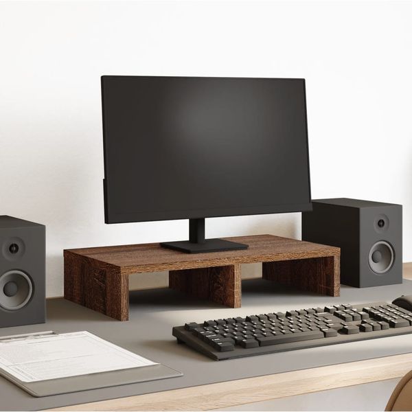 vidaXL Stojan na monitor hnedý dub 50x27x10 cm kompozitné drevo
