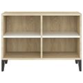 vidaXL TV stolík nohy z kovu biely a dub sonoma 69,5x30x50 cm