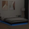 vidaXL Posteľný rám s LED svetlami čierny 140x200 cm kompozitné drevo