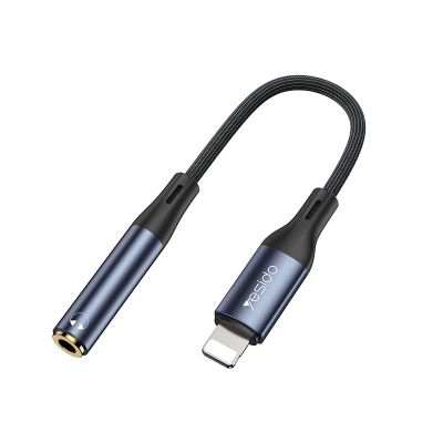 YESIDO AUDIO KÁBEL YAU37 LIGHTNING/3,5mm AUX SAMICA 12CM ČIERNA