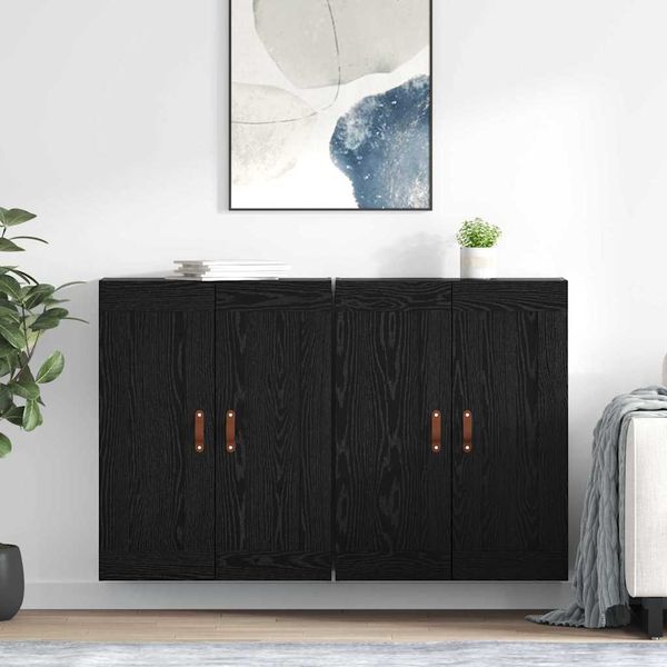 vidaXL Závesná skrinka Nástenný 2 pcs Čierny dub 69,5 x 34 x 90 cm