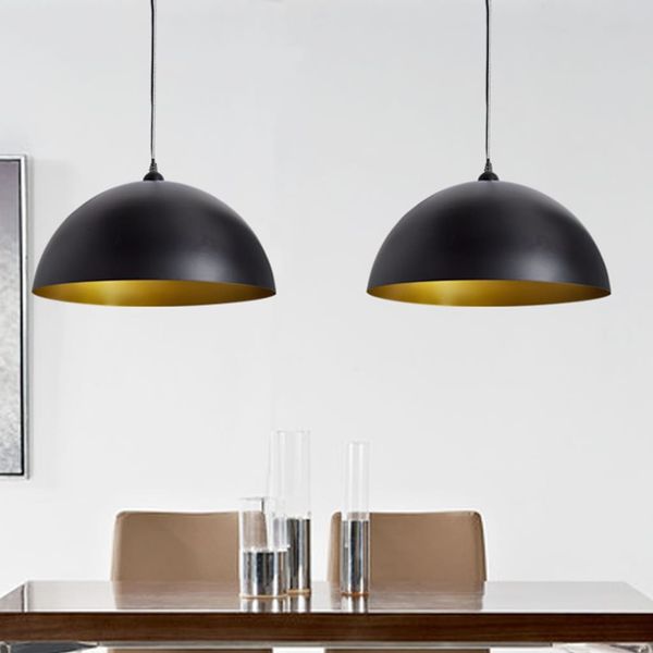 vidaXL Stropná lampa 2 ks, nastaviteľná výška, pologuľa, čierna