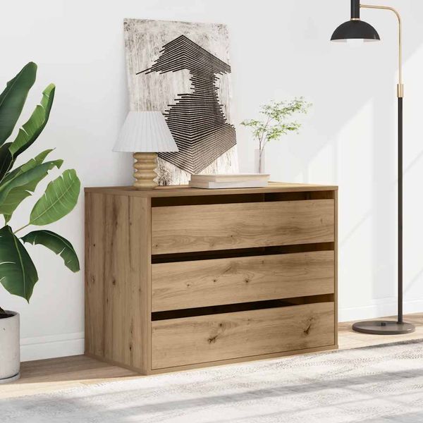 vidaXL Rohová komoda so zásuvkami dub artisan 80x41x58cm kompoz. drevo