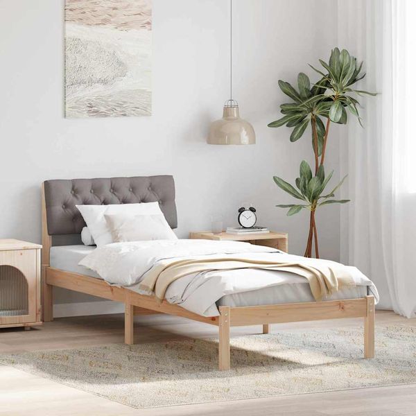 vidaXL Rám postele Hnedá a taupe 75 x 190 cm Borovicový masív