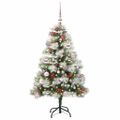 vidaXL Umelý vianočný stromček Zelená a biela 150 cm PVC, kov a plast