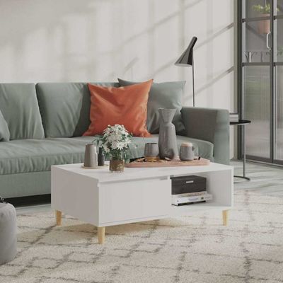vidaXL Konferenčný stolík biely 90x60x35 cm drevotrieska