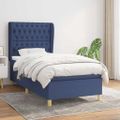 vidaXL Posteľný rám boxspring s matracom modrý 90x190 cm látka