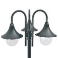 vidaXL Záhradná stĺpová lampa E27 220 cm hliníková 3-lampáše tmavozelená