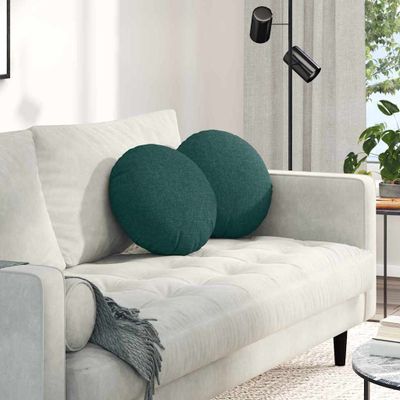 vidaXL Vankúše na sedenie 2 pcs Tmavozelená Ø40 x 13 cm látka