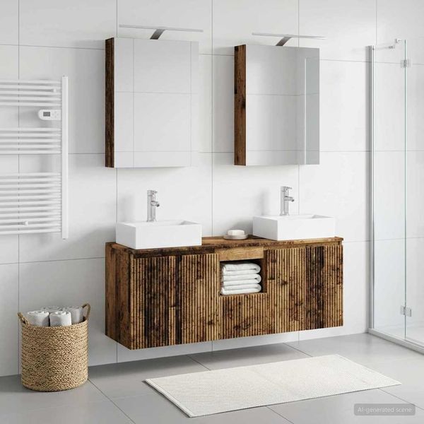 vidaXL Set kabinetov do kúpeľne 5 pcs Staré drevo Kompozitné drevo