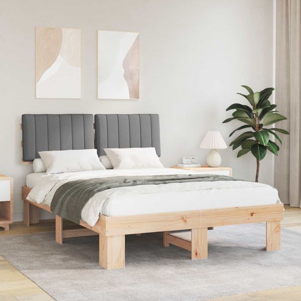 vidaXL Rám postele s čalúneným čelom Svetlosivá 140 x 190 cm