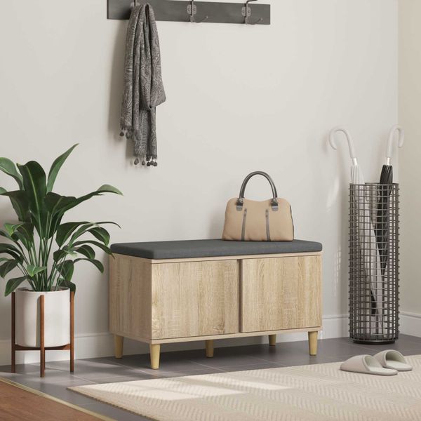 vidaXL Predsieňová lavica s vankúšom Sonoma dub 80 x 38 x 46 cm