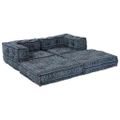 vidaXL Modulová pohovka 2 ks Látka Indigová potlač 140 x 70 x 56 cm