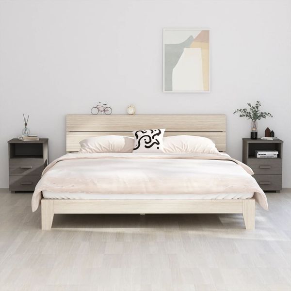 vidaXL Nočné stolíky HAMAR 2 ks, svetlosivé 40x35x62 cm, masív