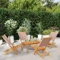 vidaXL Skladacie stoličky 4 ks, látka taupe a masívne drevo