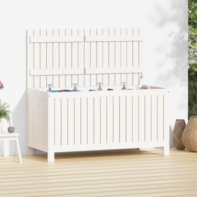 vidaXL Záhradný úložný box biely 121x55x64 cm masívna borovica