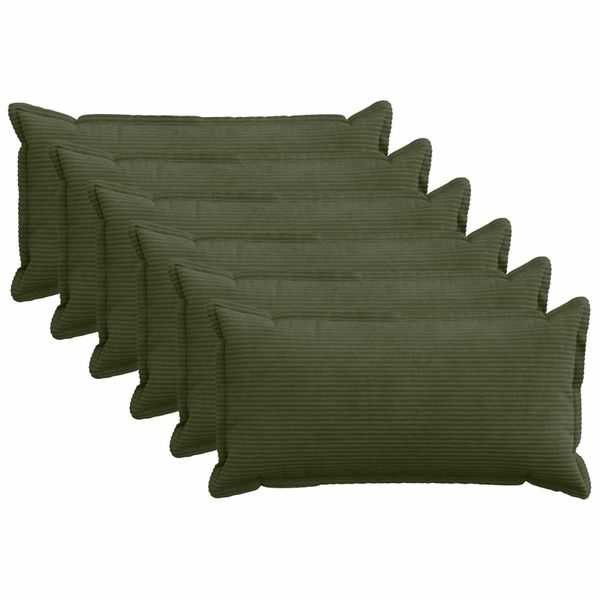 vidaXL Poťah na podložku 6 ks HOUTEN Zelená 40 x 70 cm manšestr