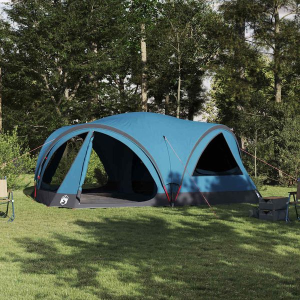 vidaXL Rodinný stan pre 10 osôb Modrá a šedá 460 x 430 x 214 cm