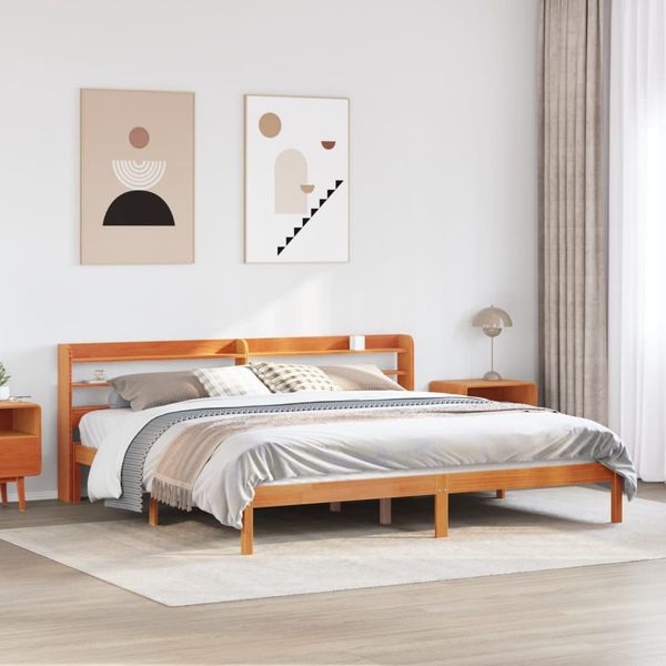 vidaXL Posteľný rám s čelom voskovo hnedý 180x200 cm borovicový masív
