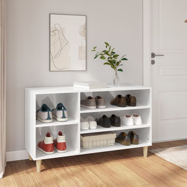 vidaXL Botník lesklý biely 102x36x60 cm spracované drevo