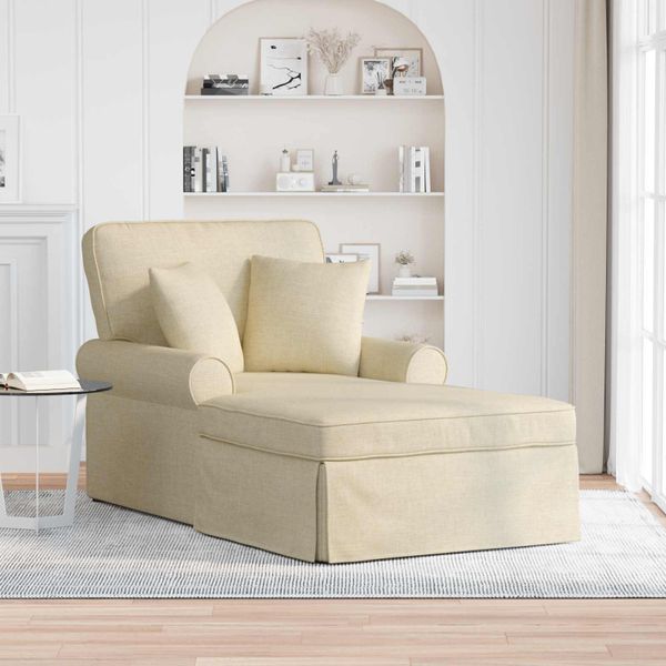 vidaXL Pufa s sukňou s vankúšom s vankúšom 3 pcs Krémová látka