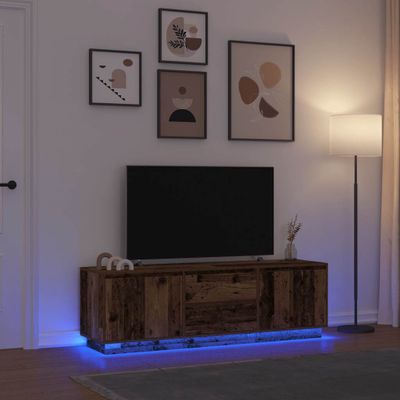 vidaXL TV skrinka s LED svetlami staré drevo 160,5x41x50 cm
