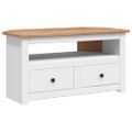 vidaXL Rohová TV skrinka biela 93x49x49 cm borovicový masív Panama Range