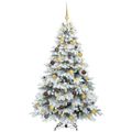 vidaXL Umelý vianočný stromček s 300 LED-i Biela 180 cm PE a PVC