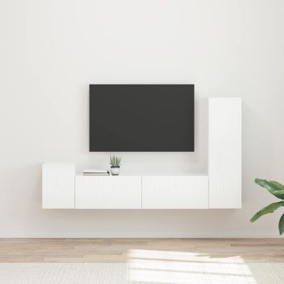 vidaXL Zostava TV skriniek 4 pcs Vysoký lesk bielej Kompozitné drevo