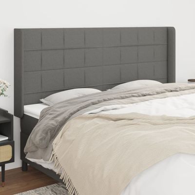 vidaXL Čelo postele so záhybmi tmavosivé 183x16x118/128 cm látka