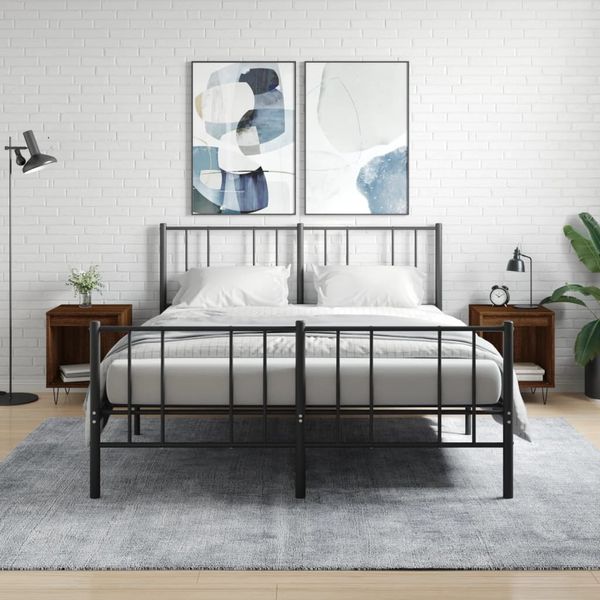 vidaXL Nočné stolíky 2 ks hnedý dub 40x35x50 cm kompozitné drevo