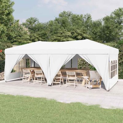 vidaXL Skladací párty stan s bočnými stenami biely 3x6 m