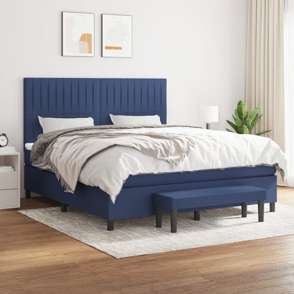 vidaXL Posteľný rám boxspring s matracom modrý 180x200 cm látka
