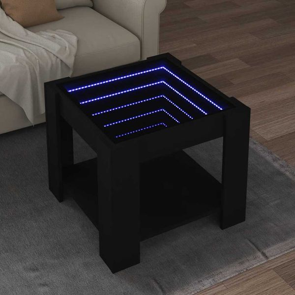 vidaXL Konferenčný stolík s LED čierny 53x53x45 cm kompozitné drevo