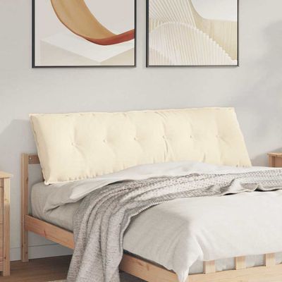 vidaXL Poduška na chrbát Krémová 160 x 50 cm Kordúrová tkanina