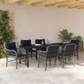 vidaXL Záhradný jedálenský set 7 ks Šedá a čierna Ratan