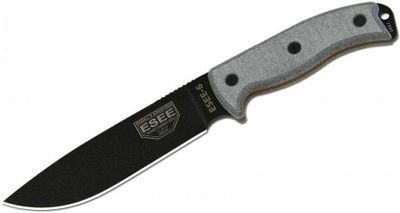 ESEE-6P Plain Edge všestranný nôž 16,5 cm, čierna, šedá, Micarta, puzdro
