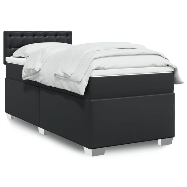 vidaXL Boxspring posteľ s matracom čierna 90x200 cm umelá koža