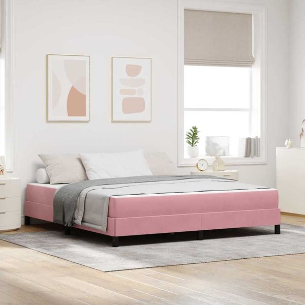 vidaXL Posteľ s pružinovým rámom s matracmi Ružová 180 x 220 cm látka