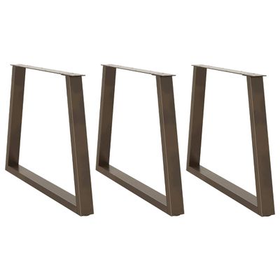 vidaXL Nohy k jedálenskému stolu v tvare V, 3 ks, prírodná oceľ, 90 x (72-73,3) cm, oceľ