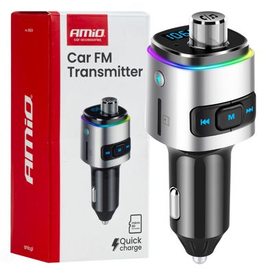 FM vysielač 2× USB-A microSD 12/24V AMiO-04654