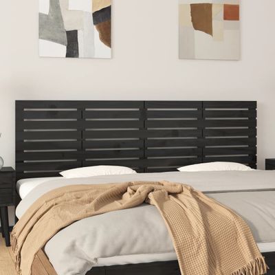 vidaXL Nástenné čelo postele čierne 186x3x63 cm masívna borovica