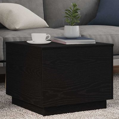 vidaXL Konferenčný stolík s LED svetlami, čierny dub 50x50x40 cm