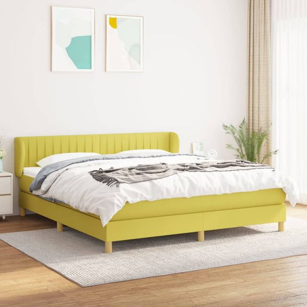 vidaXL Boxspring posteľ s matracom zelená 180x200 cm látka