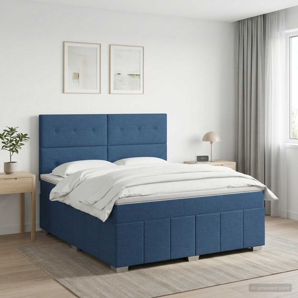 vidaXL Posteľ boxspring s matracom Modrá 140 x 190 cm Látka