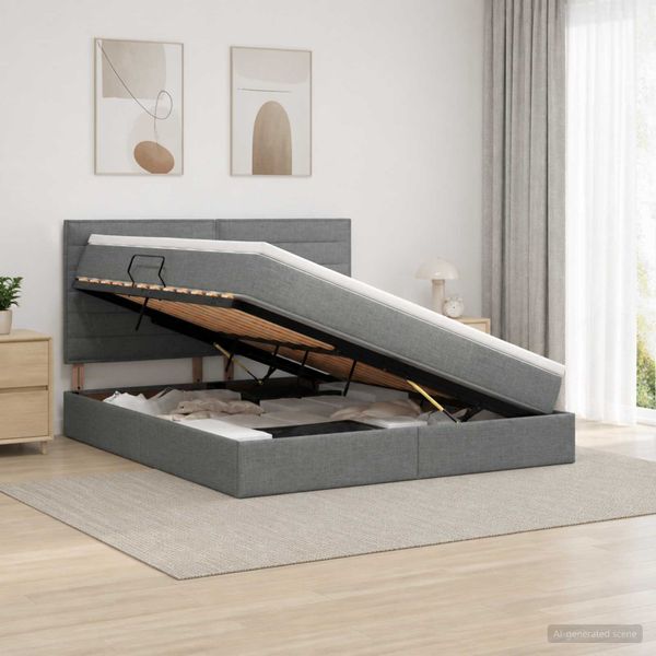 vidaXL Postel s úložným prostorem a matrací Tmavosivá 140 x 190 cm