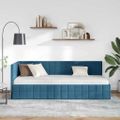 vidaXL Rohový rám postele s čelnou doskou Modrá 80 cm x 200 cm Zamat