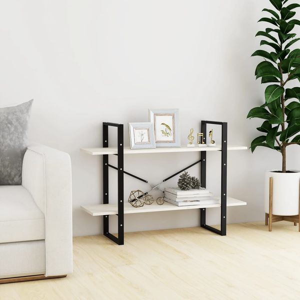 vidaXL Knižnica s 2 policami biela 100x30x70 cm masívna borovica