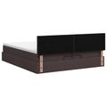 vidaXL Ottoman posteľ s matracom a LED Tmavohnedá 200 x 200 cm Látka