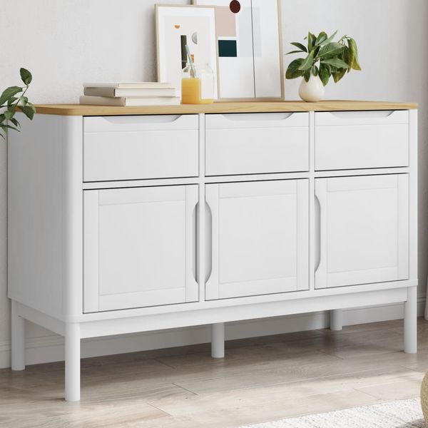 vidaXL Komoda FLORO biela 114x43x74 cm borovicový masív